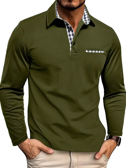 Men’s Long Sleeve Polo Shirt | Cotton Blend | Comfortable Smart Casual Fit | Steven & Levon