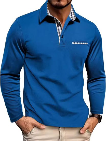 Men’s Long Sleeve Polo Shirt | Cotton Blend | Comfortable Smart Casual Fit | Steven & Levon