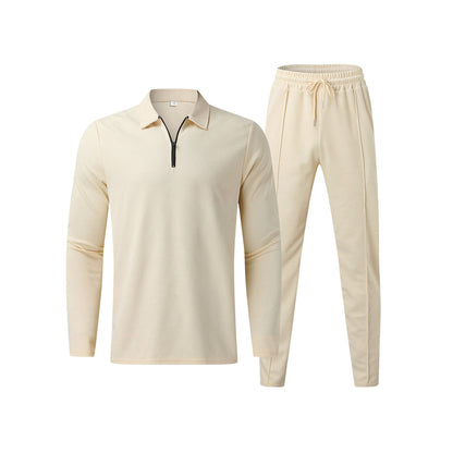 Men’s Long Sleeve Polo Shirt & Trouser Set | Men’s Co-Ord | Men | Cotton Blend | Relaxed Fit Casual Outfit | Steven & Levon