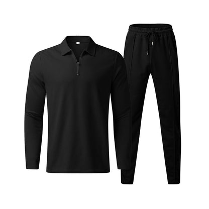 Men’s Long Sleeve Polo Shirt & Trouser Set | Men’s Co-Ord | Men | Cotton Blend | Relaxed Fit Casual Outfit | Steven & Levon