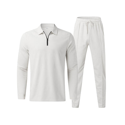 Men’s Long Sleeve Polo Shirt & Trouser Set | Men’s Co-Ord | Men | Cotton Blend | Relaxed Fit Casual Outfit | Steven & Levon