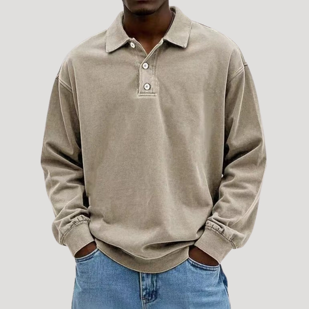 Men's Long Sleeve Polo Shirt | Men | Comfortable Layering Top | Casual Fit | Steven & Levon