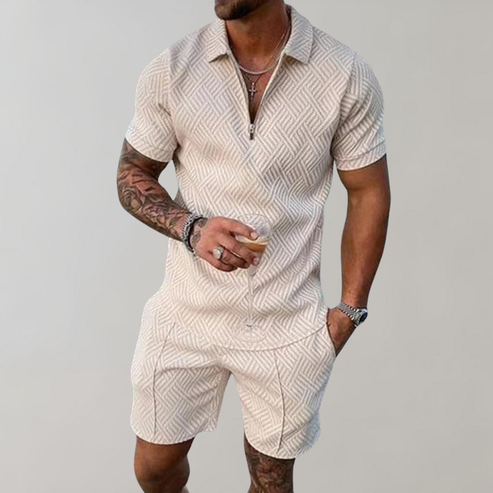 Men’s Modern Summer Set | Men | Lightweight Breathable Fabric | Casual Shirt & Shorts Co-Ord | Relaxed Fit | Steven & Levon