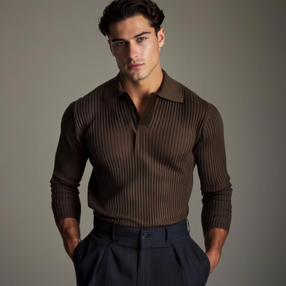Men's Open Placket Polo Shirt | Breathable Fabric Blend | Short Sleeve Casual Collared Top | Steven & Levon