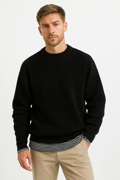 Men’s Oversized Knitted Sweater | Ribbed Knit Jumper | Soft Knit Fabric | Relaxed Fit | Steven & Levon