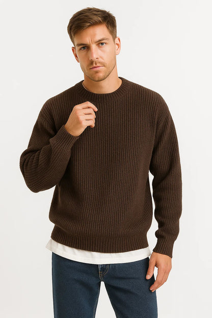 Men’s Oversized Knitted Sweater | Ribbed Knit Jumper | Soft Knit Fabric | Relaxed Fit | Steven & Levon