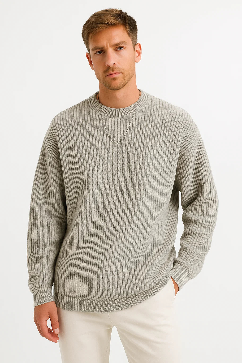 Men’s Oversized Knitted Sweater | Ribbed Knit Jumper | Soft Knit Fabric | Relaxed Fit | Steven & Levon