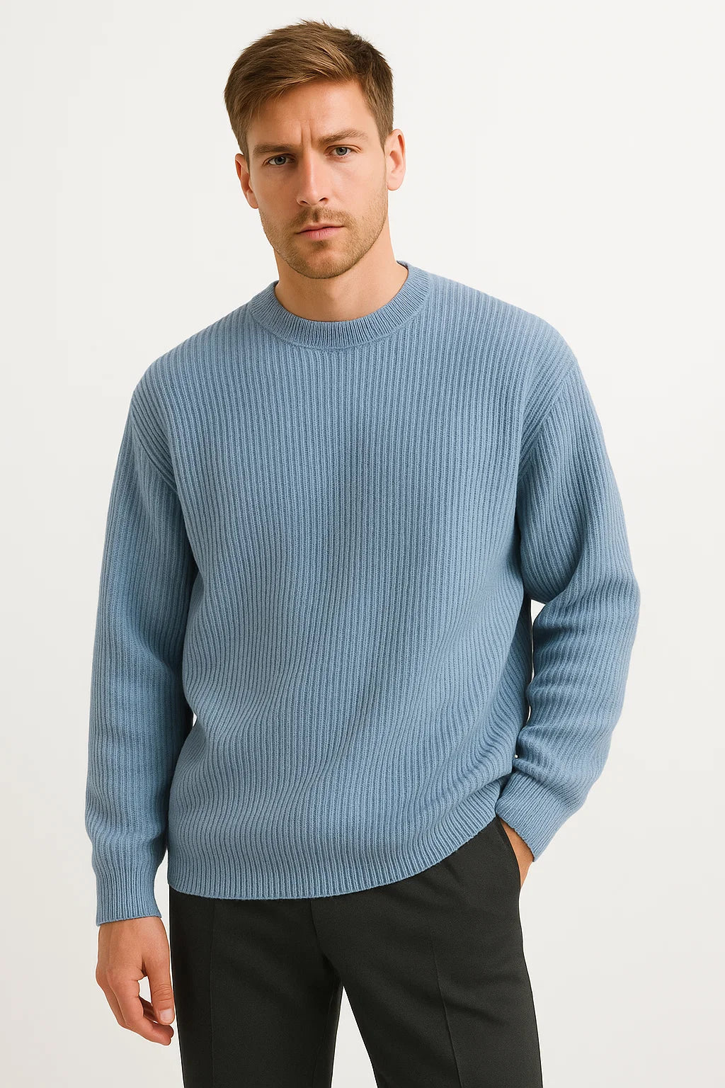Men’s Oversized Knitted Sweater | Ribbed Knit Jumper | Soft Knit Fabric | Relaxed Fit | Steven & Levon