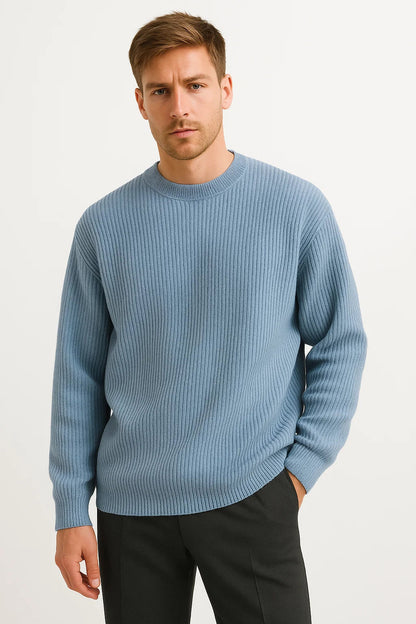 Men’s Oversized Knitted Sweater | Ribbed Knit Jumper | Soft Knit Fabric | Relaxed Fit | Steven & Levon