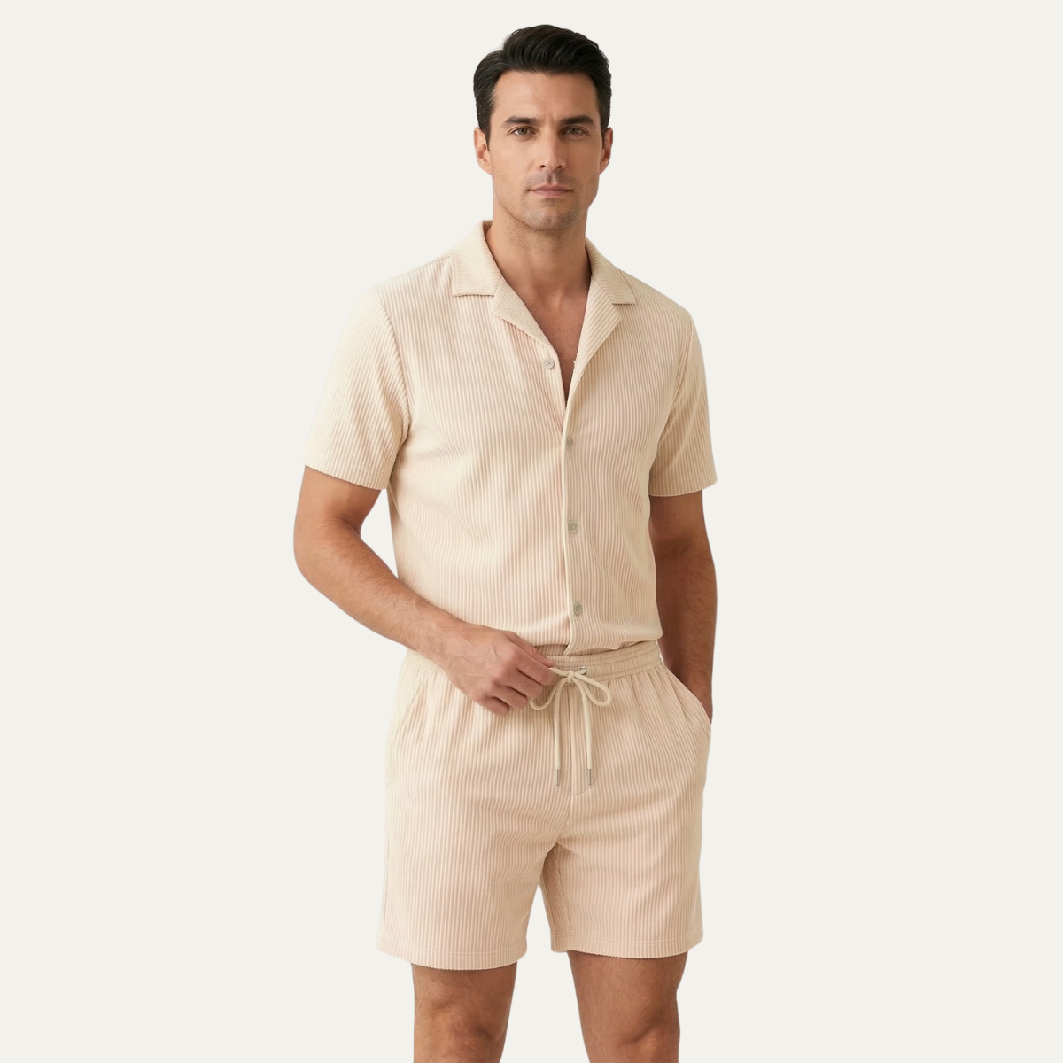 Men's Ribbed Shirt & Shorts Set | Men's Co-Ord | Summer Outfit | Steven & Levon