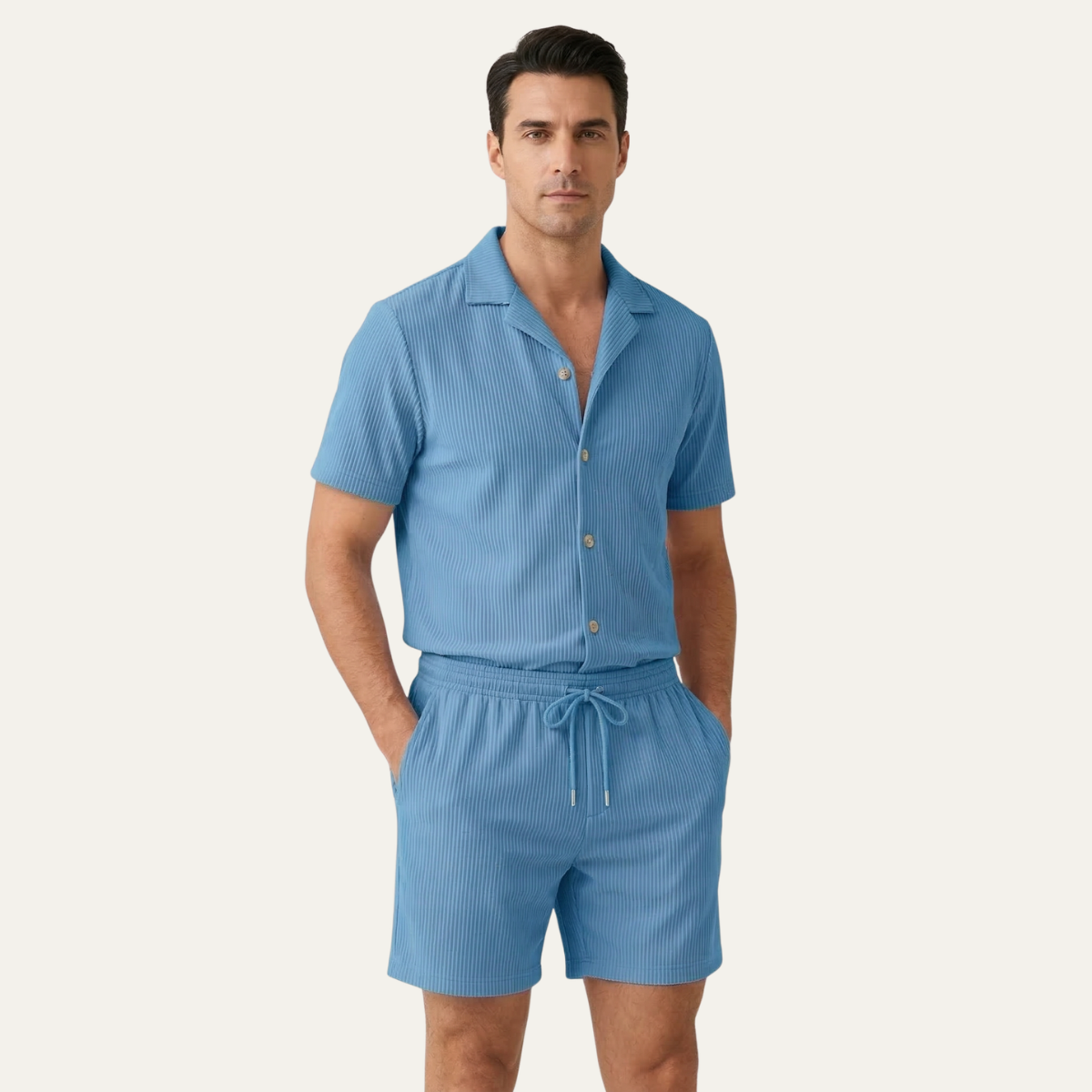Men's Ribbed Shirt & Shorts Set | Men's Co-Ord | Summer Outfit | Steven & Levon