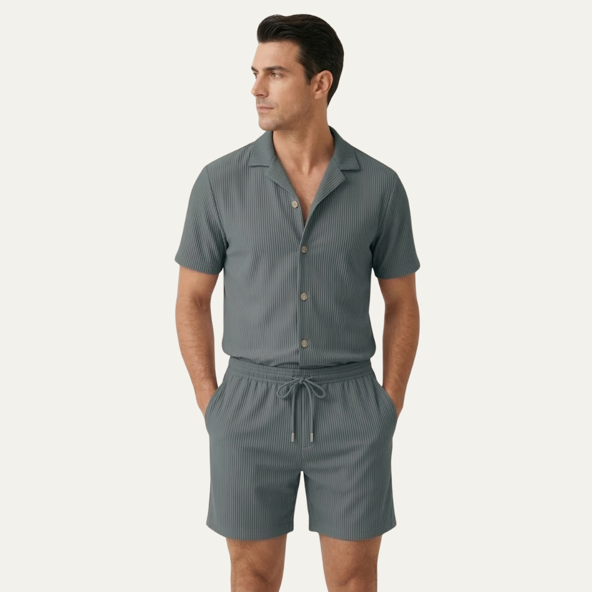 Men's Ribbed Shirt & Shorts Set | Men's Co-Ord | Summer Outfit | Steven & Levon