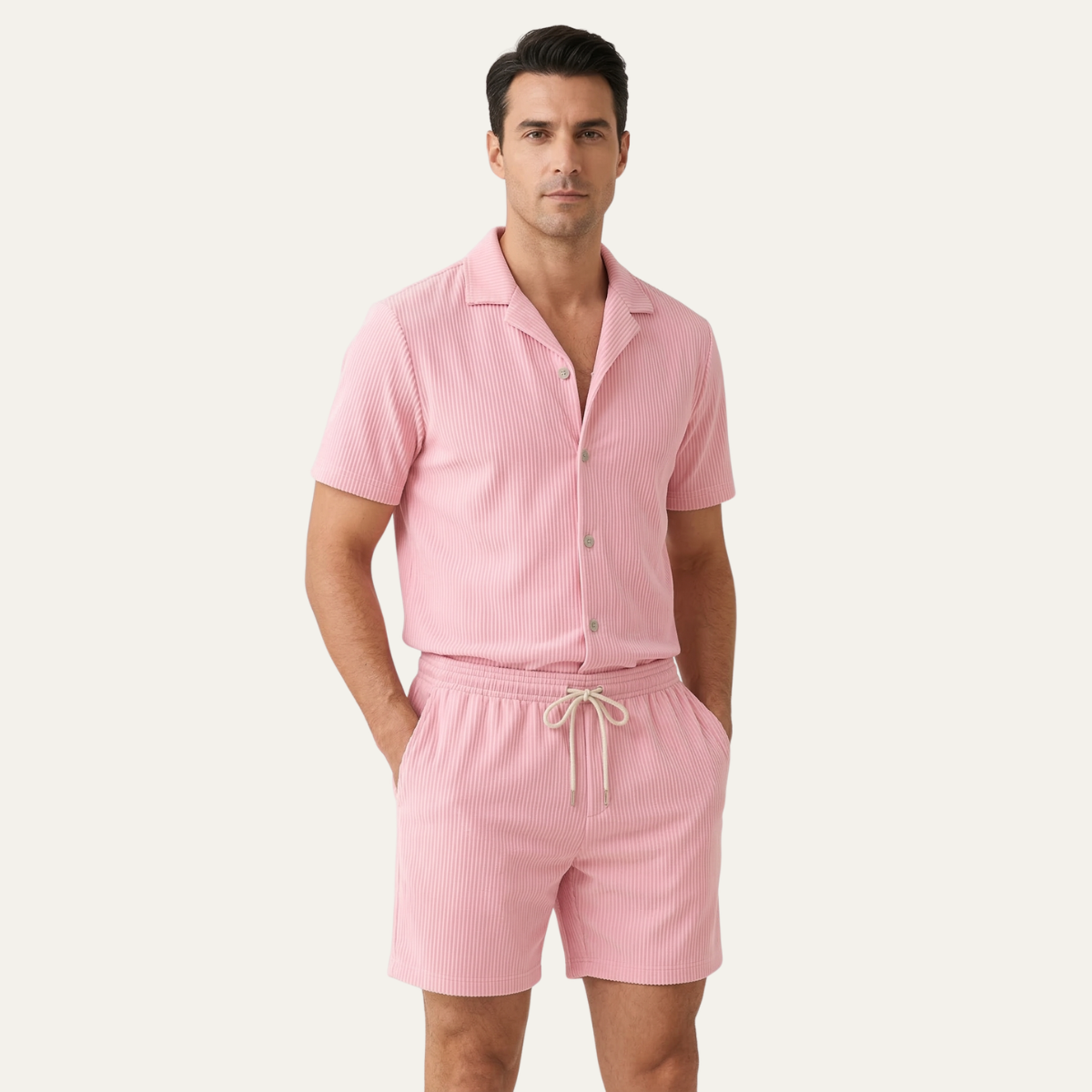 Men's Ribbed Shirt & Shorts Set | Men's Co-Ord | Summer Outfit | Steven & Levon