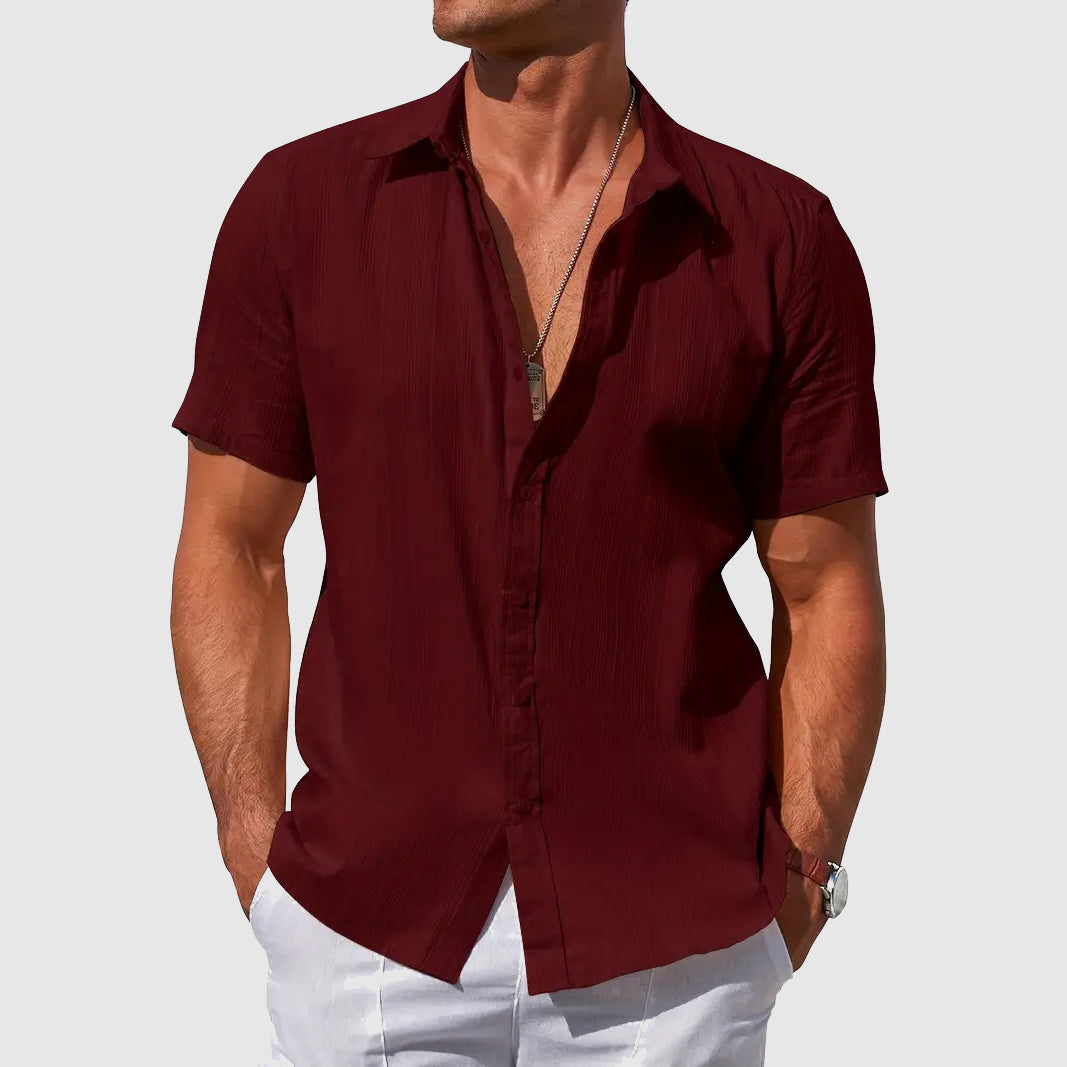 Men's Short Sleeve Linen Shirt | Cotton Blend Shirt | Men | Breathable Lightweight Summer Button-Up | Casual Relaxed Fit | Steven & Levon