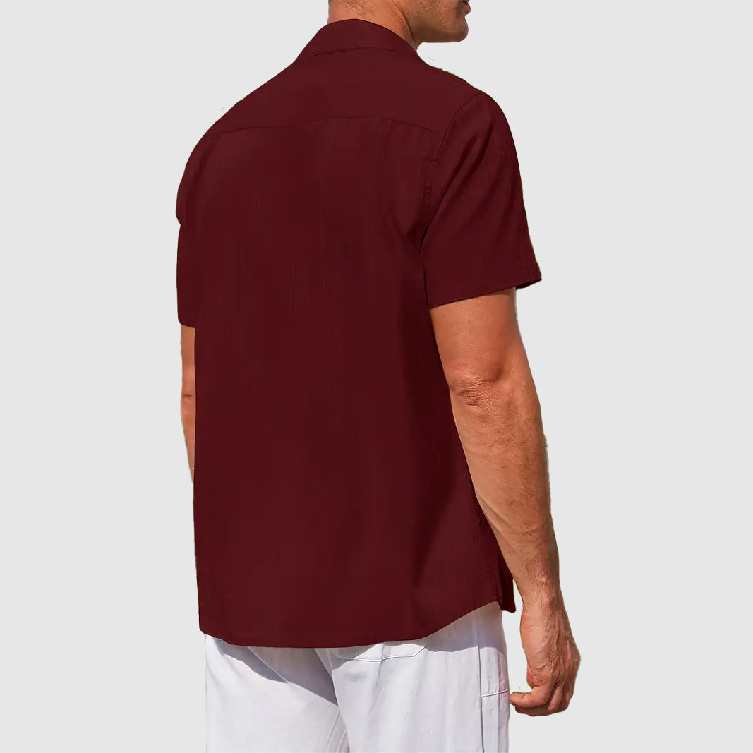 Men's Short Sleeve Linen Shirt | Cotton Blend Shirt | Men | Breathable Lightweight Summer Button-Up | Casual Relaxed Fit | Steven & Levon