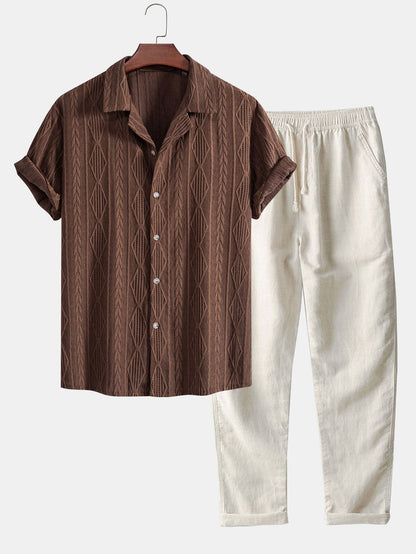 Men's Short Sleeve Resort Set | Men's Co-Ord | Relaxed Trousers | Steven & Levon