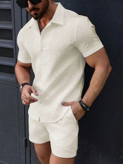 Men's Short Sleeve Shirt and Shorts Set | Co-Ord Set | Men | Lightweight Fabric Blend | Steven & Levon