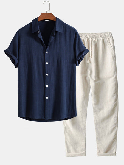 Men’s Short Sleeve Two-Piece Set | Breathable Fabric Blend | Relaxed Fit Summer Co-Ord | Steven & Levon