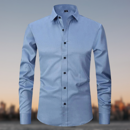 Men's Slim Fit White Dress Shirt | Formal Shirt | Men | Cotton Blend | Button-Down Wear | Steven & Levon