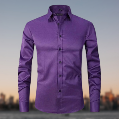Men's Slim Fit White Dress Shirt | Formal Shirt | Men | Cotton Blend | Button-Down Wear | Steven & Levon