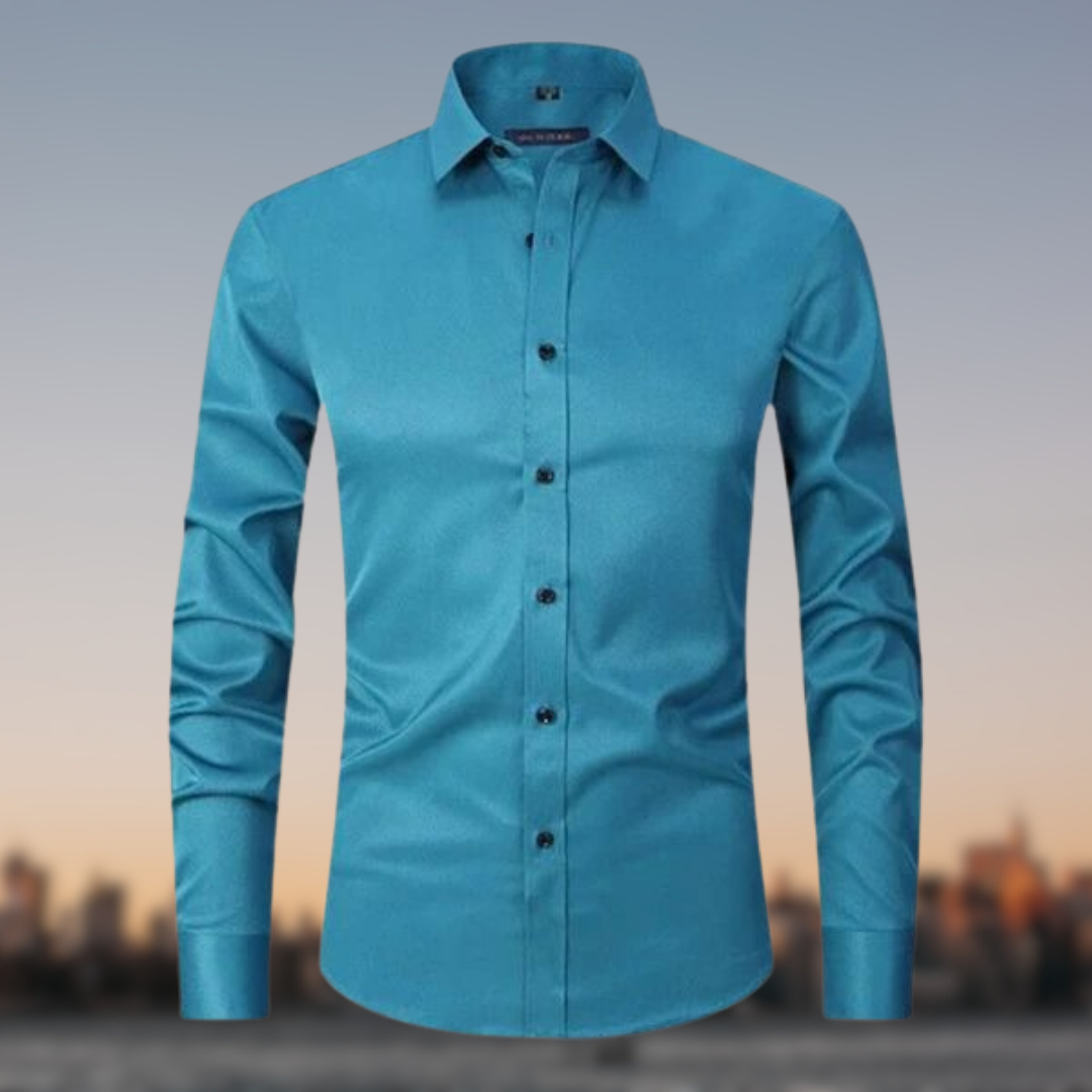Men's Slim Fit White Dress Shirt | Formal Shirt | Men | Cotton Blend | Button-Down Wear | Steven & Levon