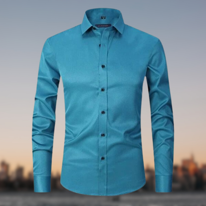 Men's Slim Fit White Dress Shirt | Formal Shirt | Men | Cotton Blend | Button-Down Wear | Steven & Levon