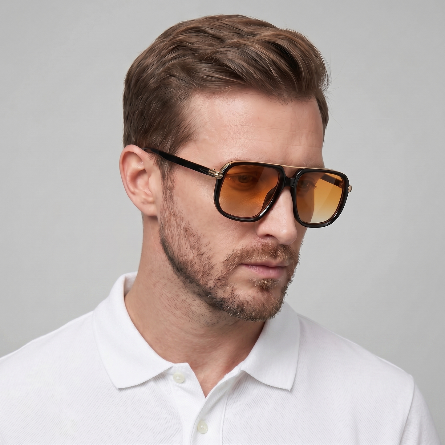 Square Double Bridge Sunglasses | Men's Eyewear | UV400 Lenses | Metal Frame | Steven & Levon