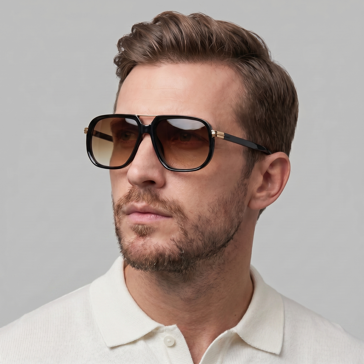 Square Double Bridge Sunglasses | Men's Eyewear | UV400 Lenses | Metal Frame | Steven & Levon