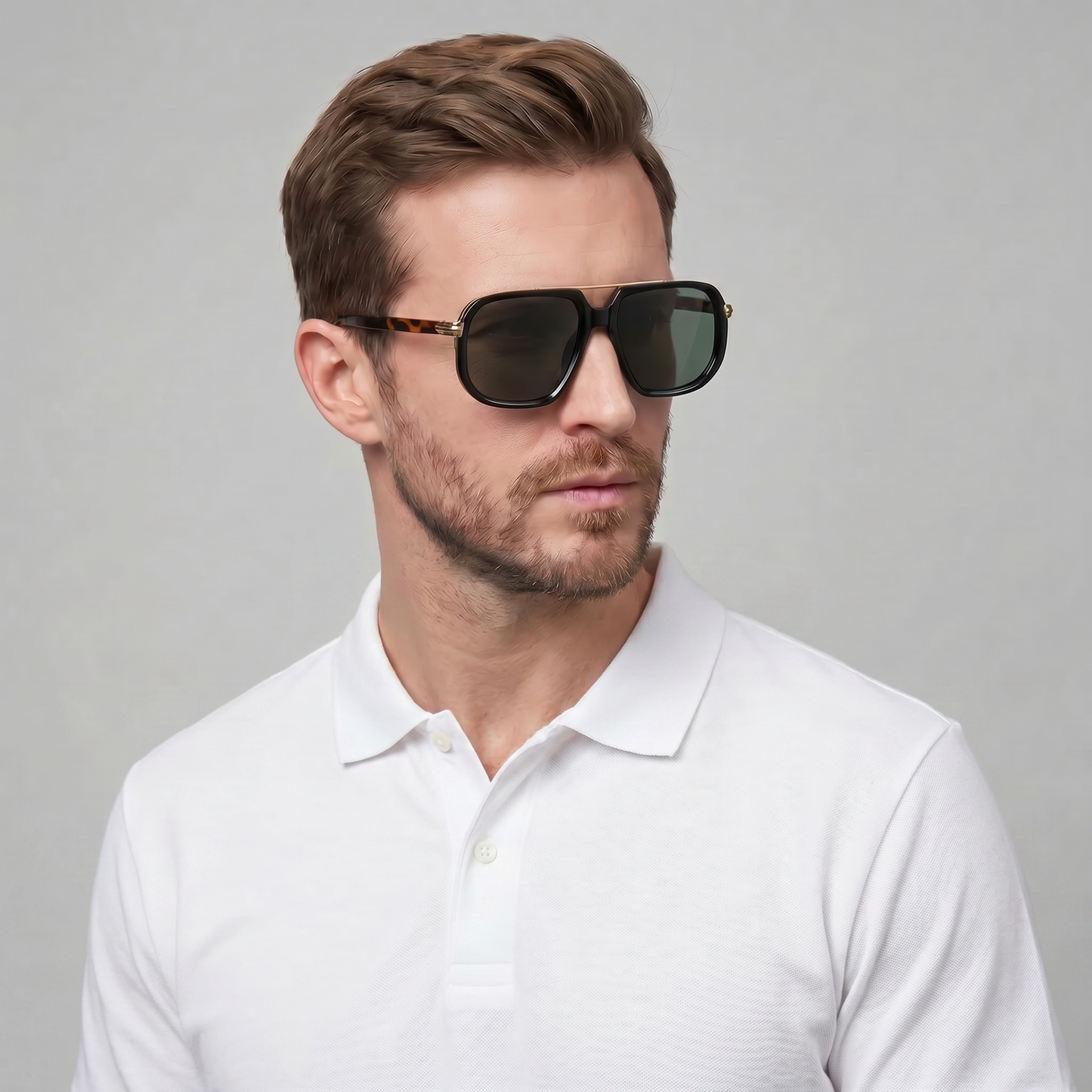 Square Double Bridge Sunglasses | Men's Eyewear | UV400 Lenses | Metal Frame | Steven & Levon