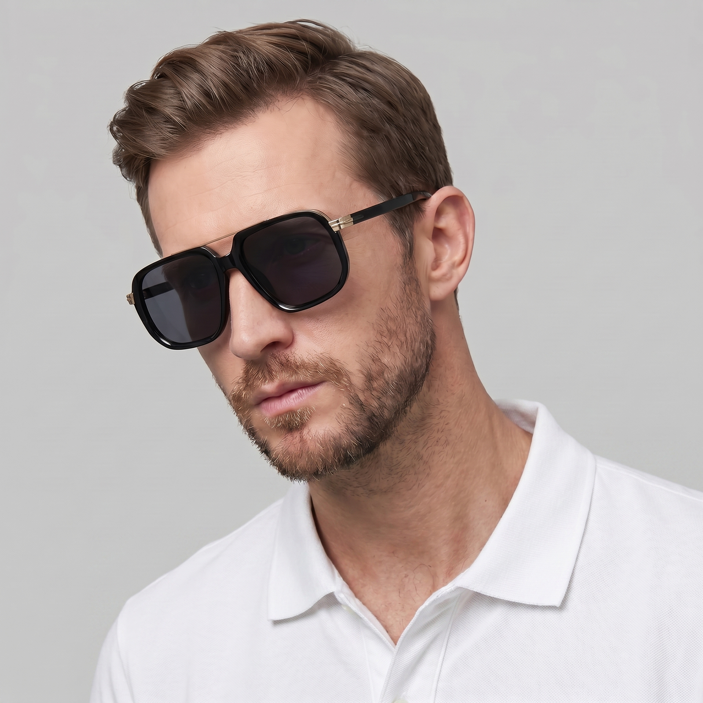 Square Double Bridge Sunglasses | Men's Eyewear | UV400 Lenses | Metal Frame | Steven & Levon