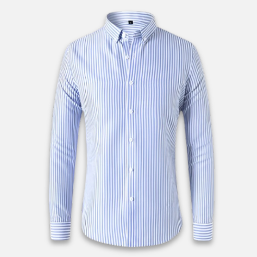 Men's Striped Overshirt | Casual Shirt | Cotton Blend | Button-Up Lightweight Layer | Steven & Levon