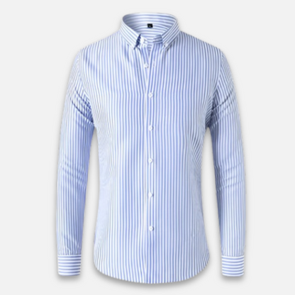 Men's Striped Overshirt | Casual Shirt | Cotton Blend | Button-Up Lightweight Layer | Steven & Levon