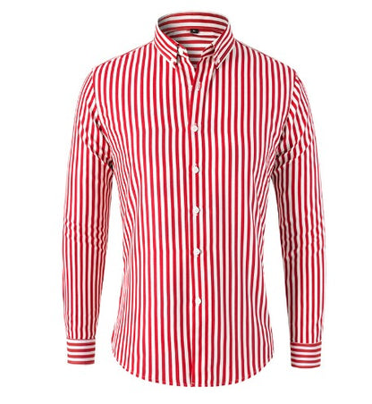 Men's Striped Overshirt | Casual Shirt | Cotton Blend | Button-Up Lightweight Layer | Steven & Levon