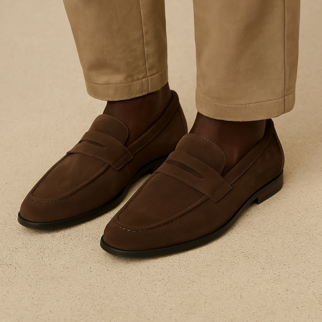 Mens Suede Penny Loafers | Casual Slip-On Shoes for Men | Steven & Levon