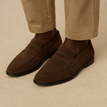 Mens Suede Penny Loafers | Casual Slip-On Shoes for Men | Steven & Levon
