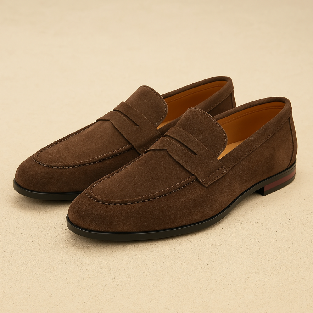 Mens Suede Penny Loafers | Casual Slip-On Shoes for Men | Steven & Levon