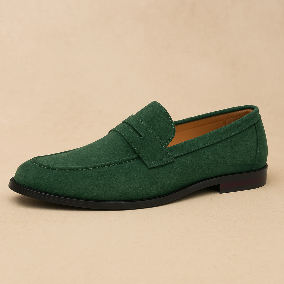 Mens Suede Penny Loafers | Casual Slip-On Shoes for Men | Steven & Levon