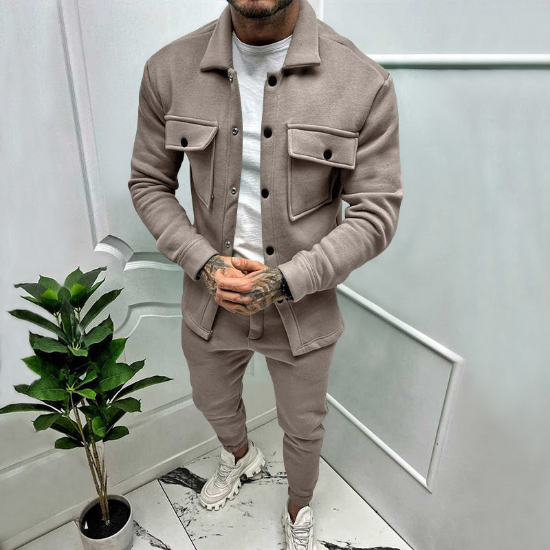 Men’s Suede Tracksuit Set | Men | Soft Suede Fabric | Casual & Sporty Two Piece Co-Ord | Relaxed Fit | Steven & Levon