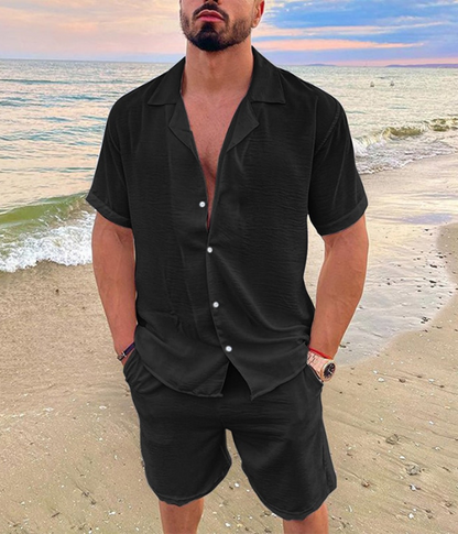 Men’s Summer Co-Ord Set | Men | Breathable Fabric Blend | Short Sleeve Shirt & Shorts | Steven & Levon