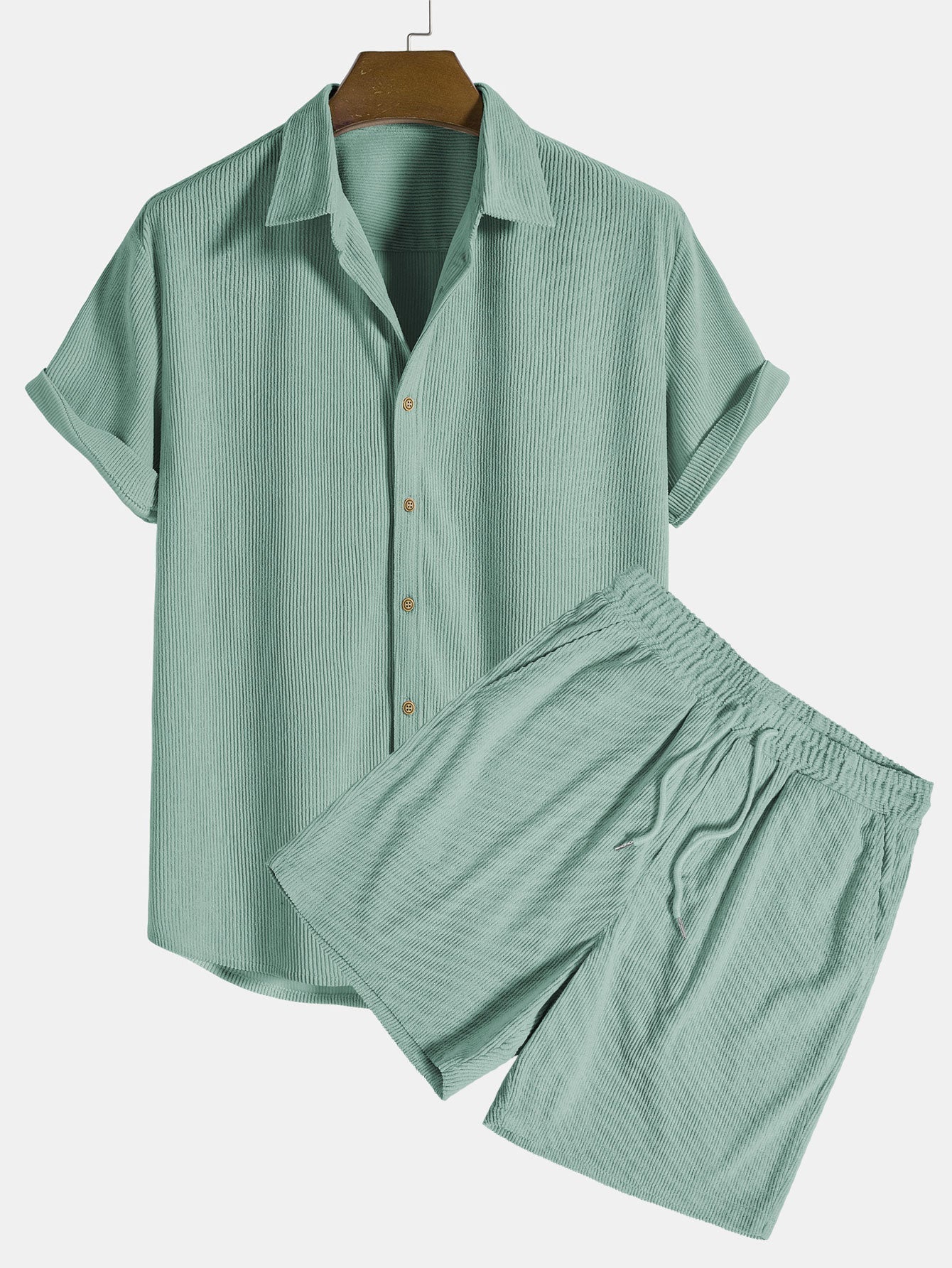 Men’s Summer Shirt & Shorts Set | Men | Lightweight Polyester | Casual Co-Ord Outfit | Breathable Holiday Wear | Steven & Levon