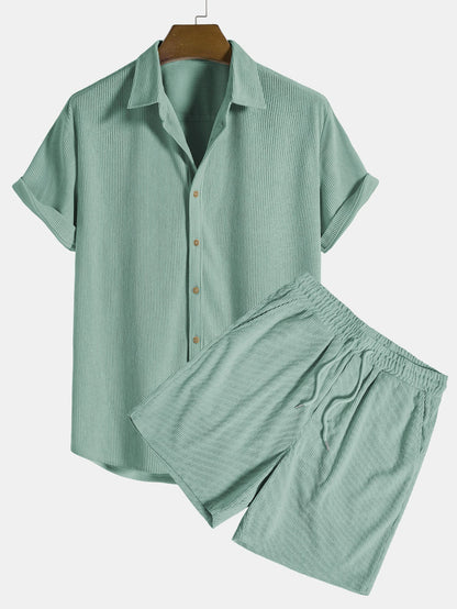 Men’s Summer Shirt & Shorts Set | Men | Lightweight Polyester | Casual Co-Ord Outfit | Breathable Holiday Wear | Steven & Levon