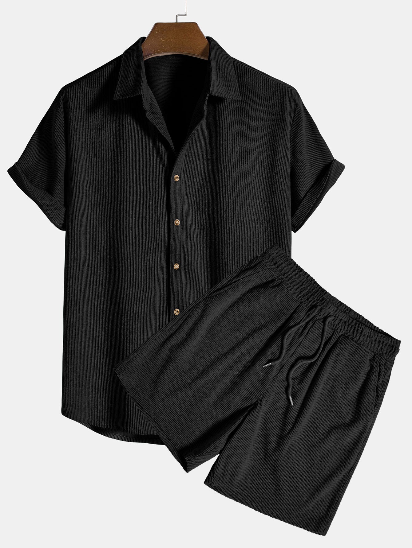 Men’s Summer Shirt & Shorts Set | Men | Lightweight Polyester | Casual Co-Ord Outfit | Breathable Holiday Wear | Steven & Levon
