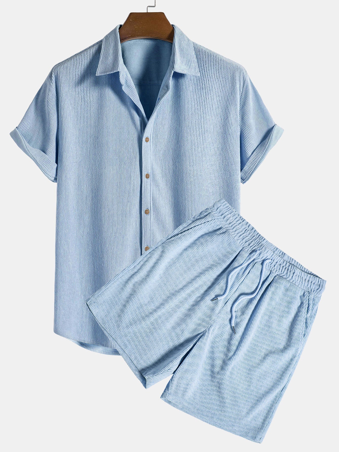 Men’s Summer Shirt & Shorts Set | Men | Lightweight Polyester | Casual Co-Ord Outfit | Breathable Holiday Wear | Steven & Levon
