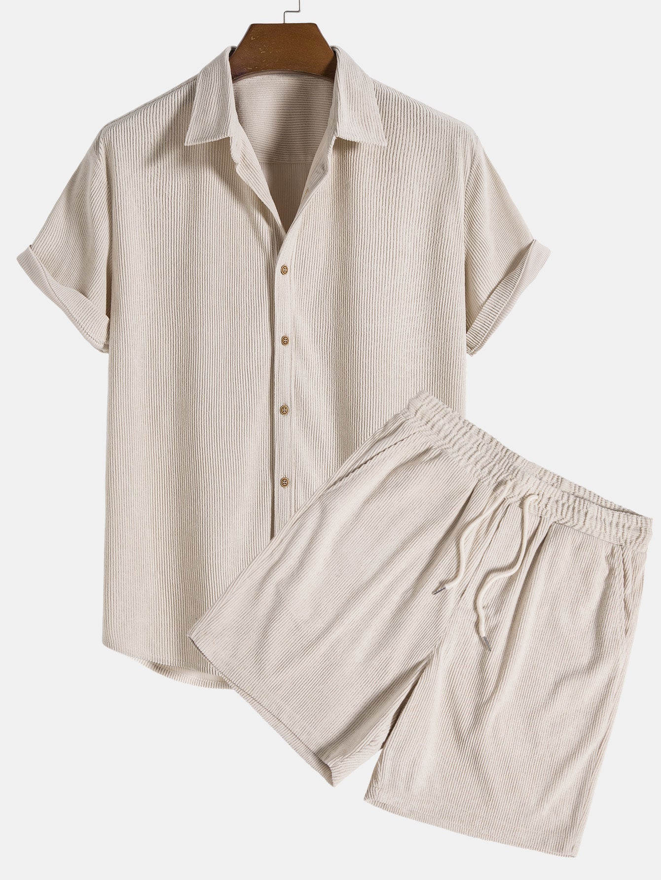 Men’s Summer Shirt & Shorts Set | Men | Lightweight Polyester | Casual Co-Ord Outfit | Breathable Holiday Wear | Steven & Levon