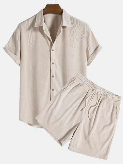 Men’s Summer Shirt & Shorts Set | Men | Lightweight Polyester | Casual Co-Ord Outfit | Breathable Holiday Wear | Steven & Levon