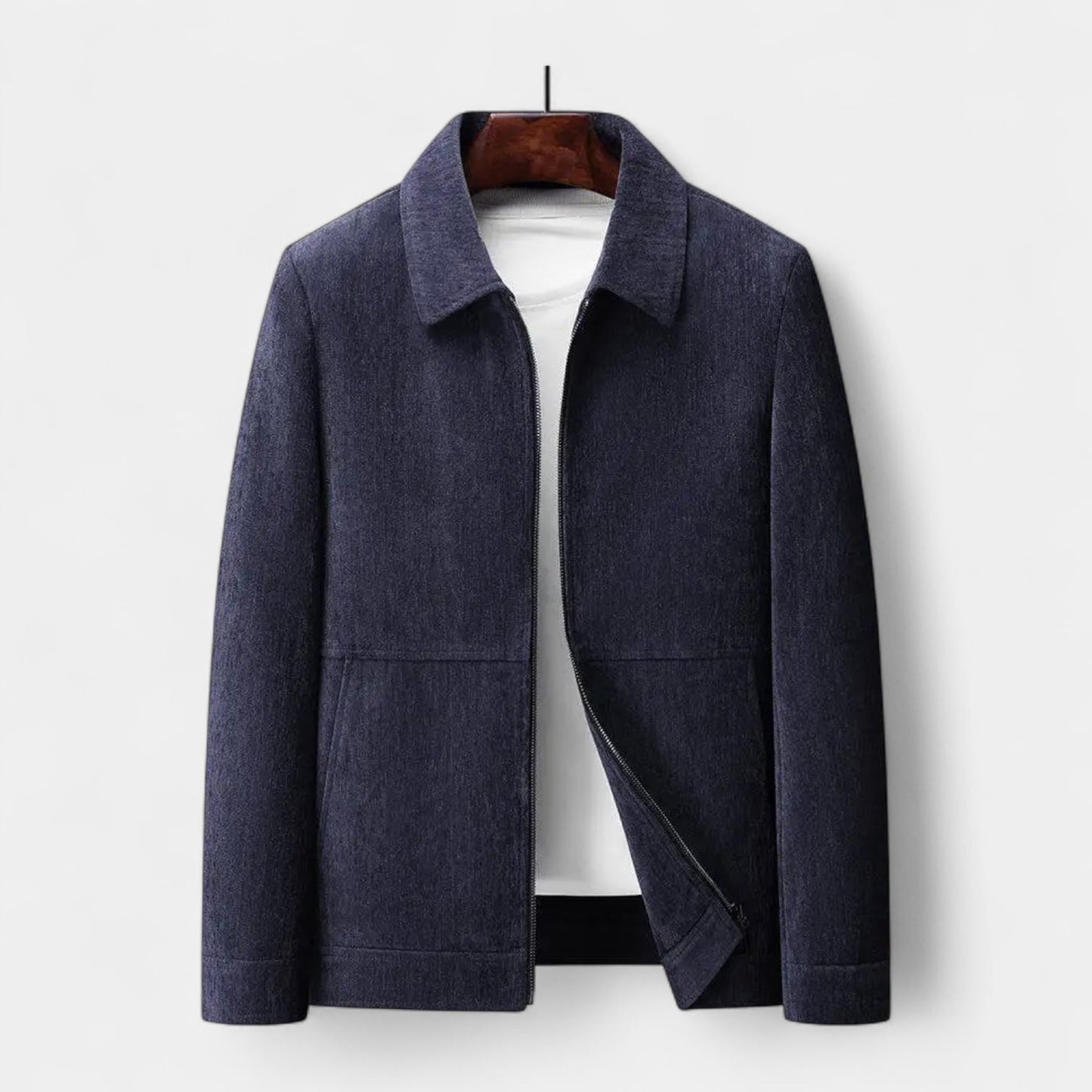 Textured Harrington Super Shirt | Textured Cotton Blend | Zip Front Lightweight Overshirt | Steven & Levon
