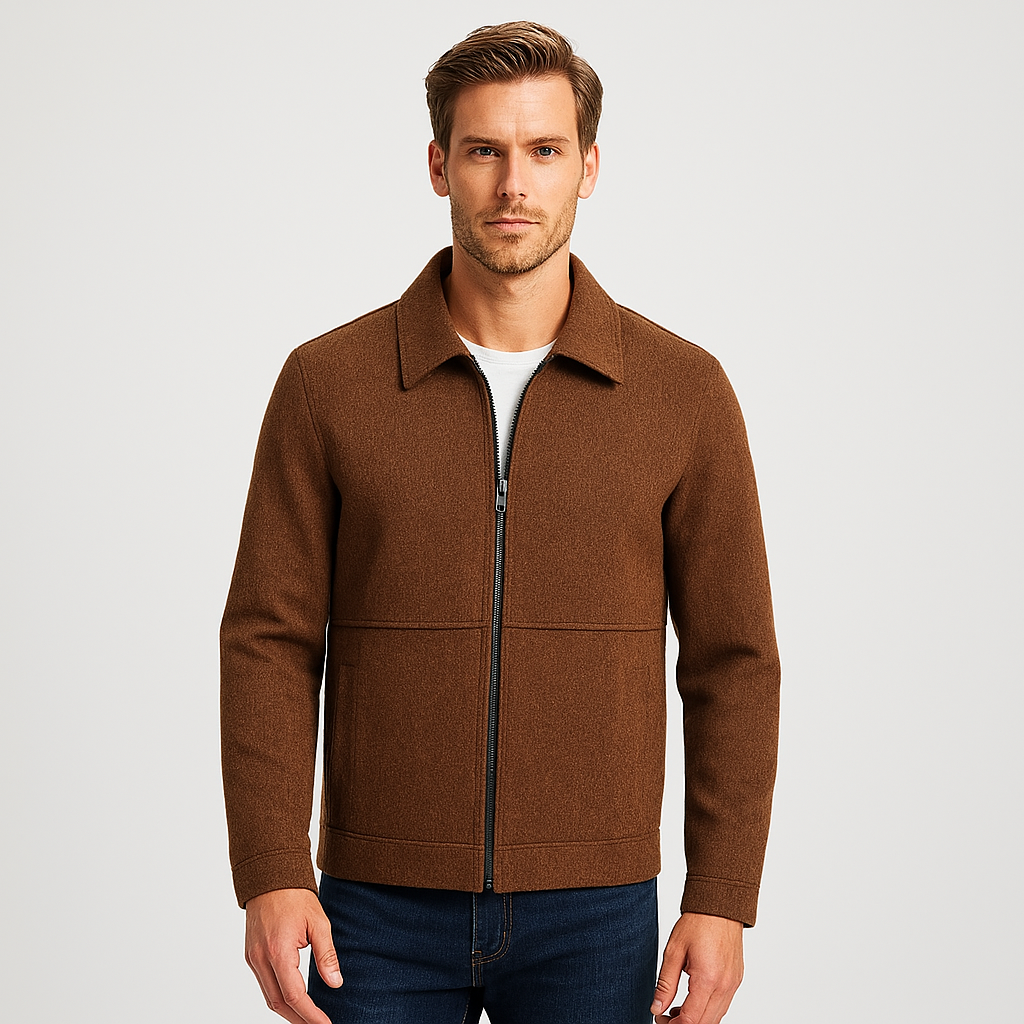 Textured Harrington Super Shirt | Textured Cotton Blend | Zip Front Lightweight Overshirt | Steven & Levon