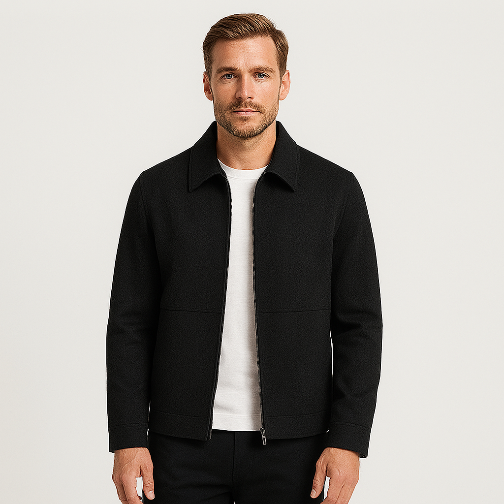 Textured Harrington Super Shirt | Textured Cotton Blend | Zip Front Lightweight Overshirt | Steven & Levon