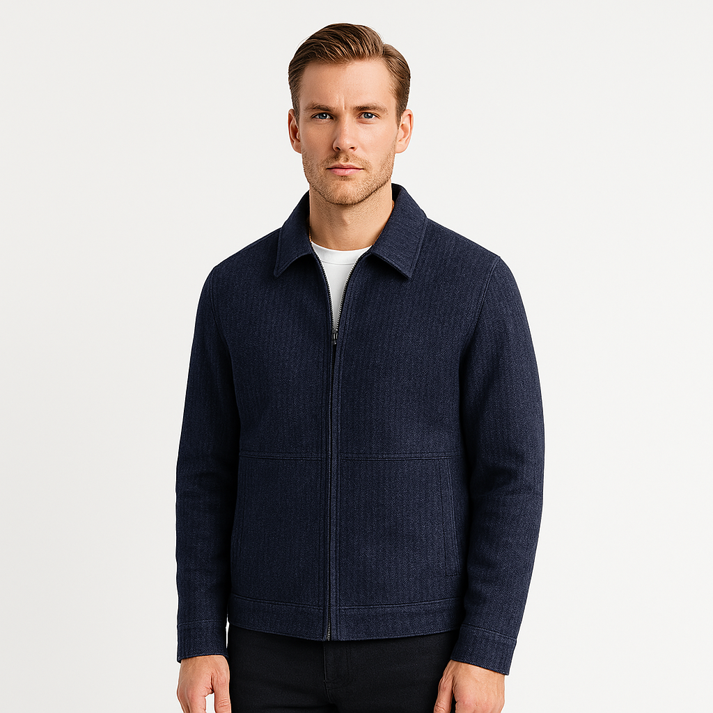 Textured Harrington Super Shirt | Textured Cotton Blend | Zip Front Lightweight Overshirt | Steven & Levon