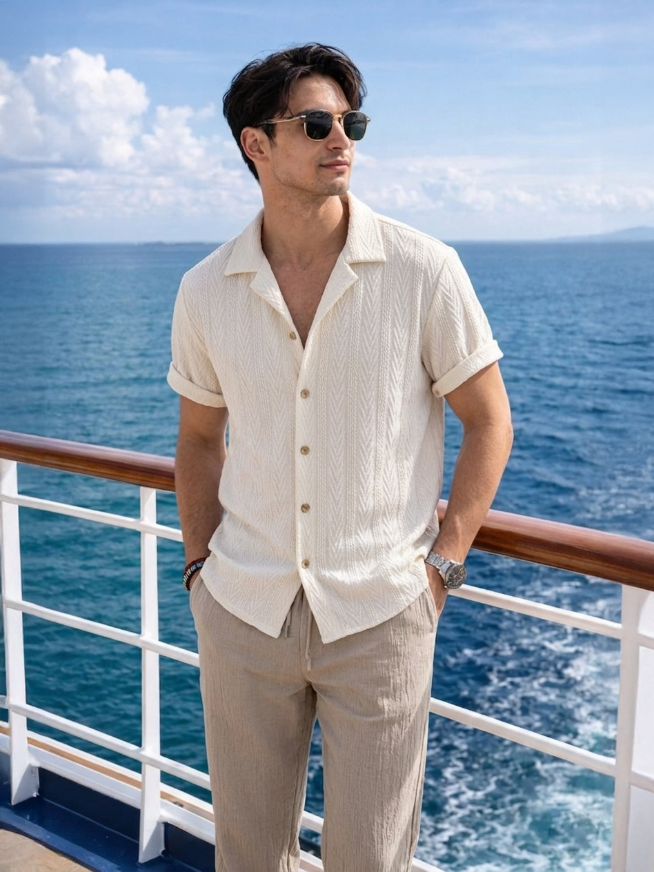 Men's Textured Summer Set | Men's Co-Ord | Relaxed Trousers | Steven & Levon